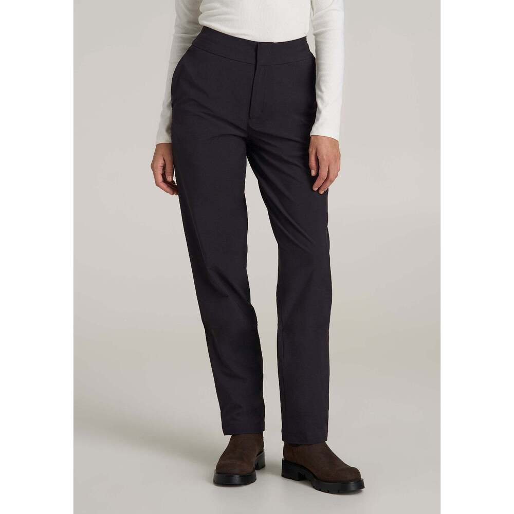 American Tall Pull On Fleece Lined Trouser Pants for Tall Women in Black Size SS